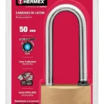 CANDADO DE LATON 50MM GANCHO LARGO HERMEX