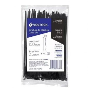CINCHO SUJETACABLE DE NYLON DE 150 X 2.5MM  NEGRO