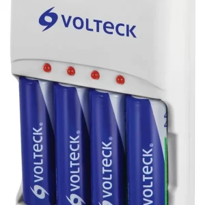 CARGADOR DE BATERIAS AA AAA 9V VOLTECK  INCLUYE 4 PILAS AA RECARGABLES